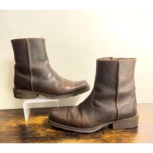 Ariat Rambler Leather Western Boots Mens 9.5D Brown Side Zip - SEE NOTE